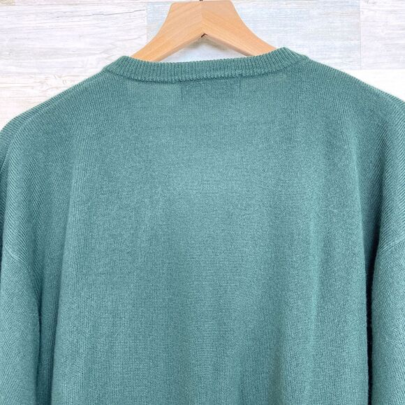POLO Ralph Lauren Pure Cashmere Sweater Green Golf Shield Logo Vintage Mens XL - Picture 6 of 8